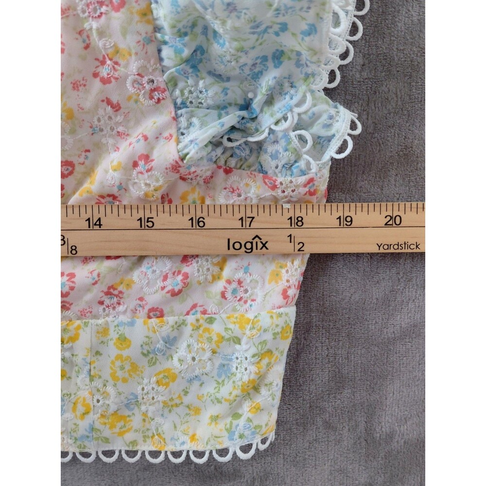 Altar'd State Tinzley Floral Boho Top Women's XL Cropped Flutter Cap Sleeves NEW - Picture 7 of 9